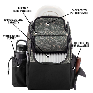  Disc Ascent Disc Golf Backpack Beginner Frisbee Disc Golf Bag with 18+ Disc Capacity Disc Golf Bags for Beginners Lightweight Disc Golf Starter Bag | Essential Disc Golf Accessories