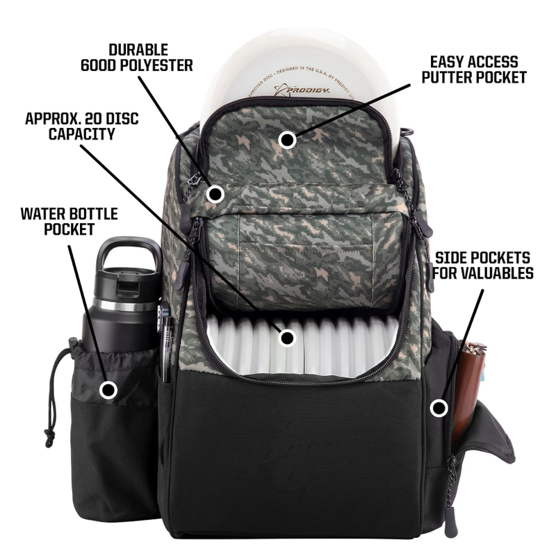  Disc Ascent Disc Golf Backpack Beginner Frisbee Disc Golf Bag with 18+ Disc Capacity Disc Golf Bags for Beginners Lightweight Disc Golf Starter Bag | Essential Disc Golf Accessories