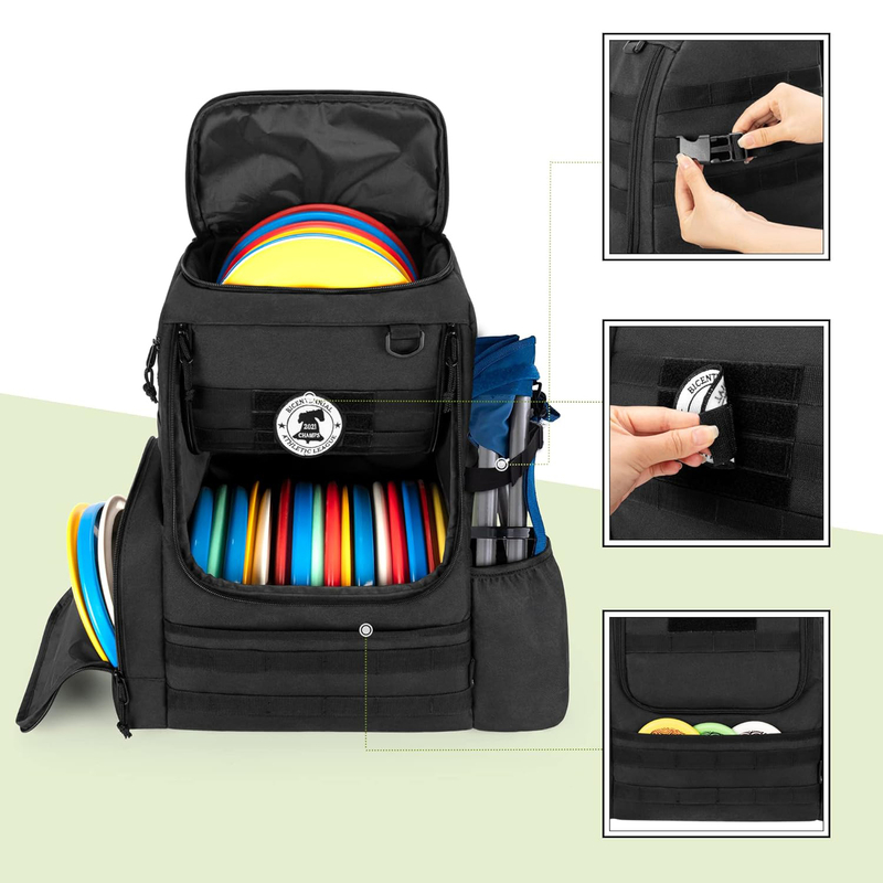 Disc Apex Disc Backpack | Disc Golf Backpack | Store Up to 20+ Discs | Insulated Cooler Pocket | Disc Golf Bags with Umbrella Sleeve | Safety Pouches for Wallets or Keys Cordura Nylon Material