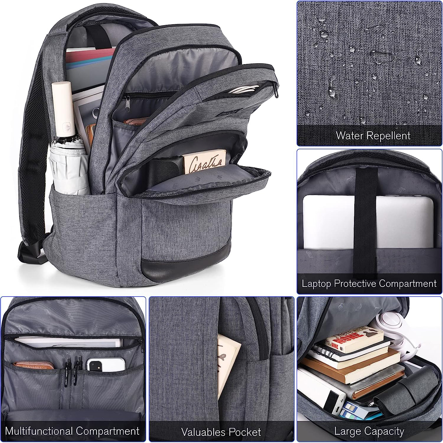 School Backpack Bookbag, Laptop Backpack Travel with Usb Charging Port for Men Women Anti Theft Water ResistantCollege Backpack Fits 15.6 Inch Notebook