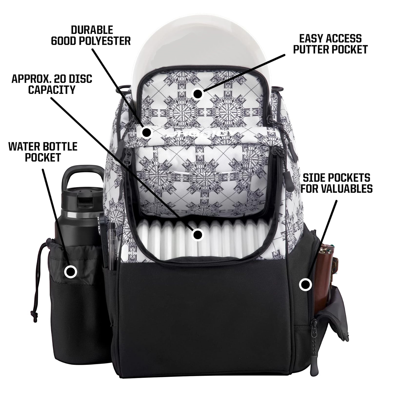  Disc Ascent Disc Golf Backpack Beginner Frisbee Disc Golf Bag with 18+ Disc Capacity Disc Golf Bags for Beginners Lightweight Disc Golf Starter Bag | Essential Disc Golf Accessories