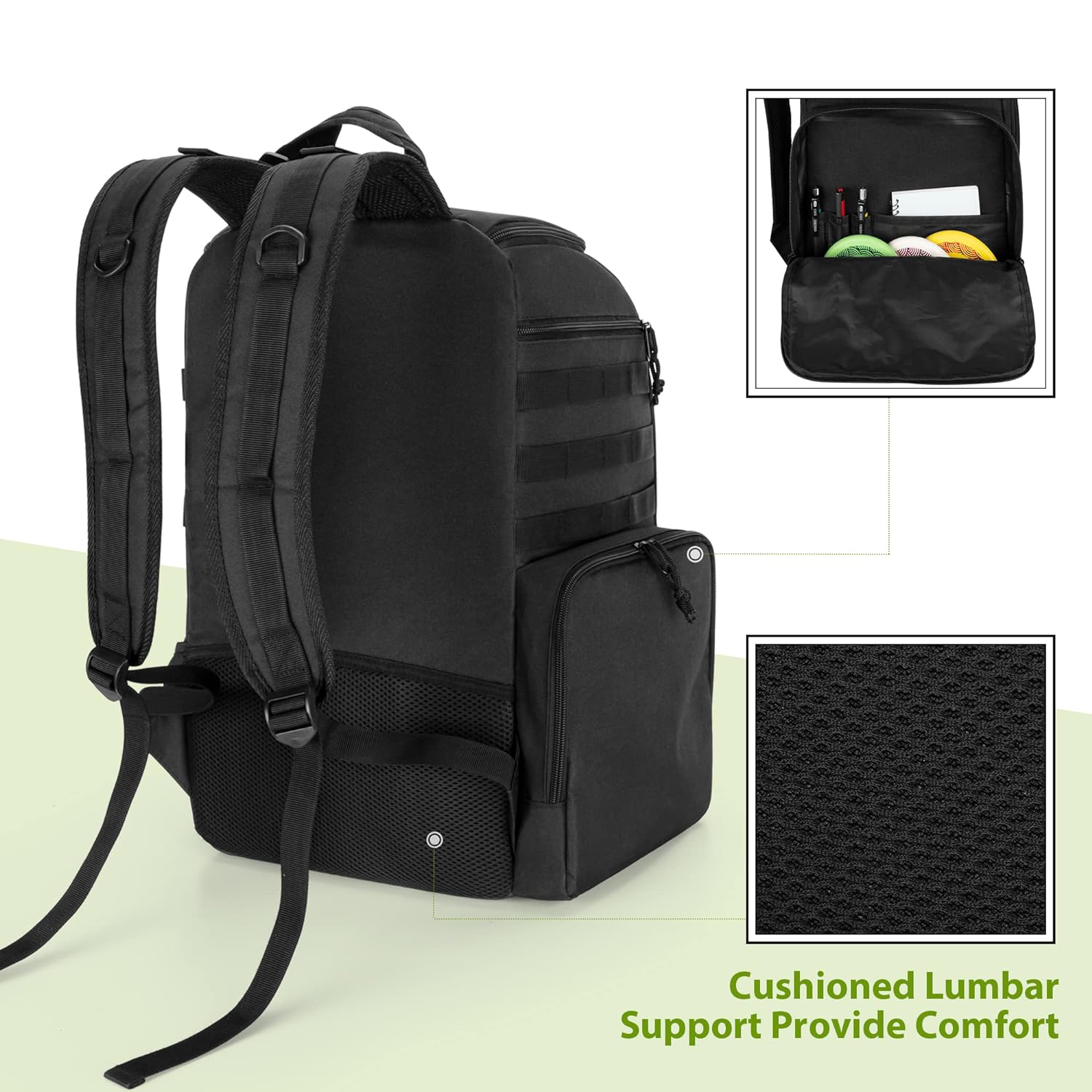 Disc Apex Disc Backpack | Disc Golf Backpack | Store Up to 20+ Discs | Insulated Cooler Pocket | Disc Golf Bags with Umbrella Sleeve | Safety Pouches for Wallets or Keys Cordura Nylon Material