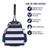 Tennis Backpack . Contains Padded & Adjustable Straps Two Exterior Water Bottle Pockets