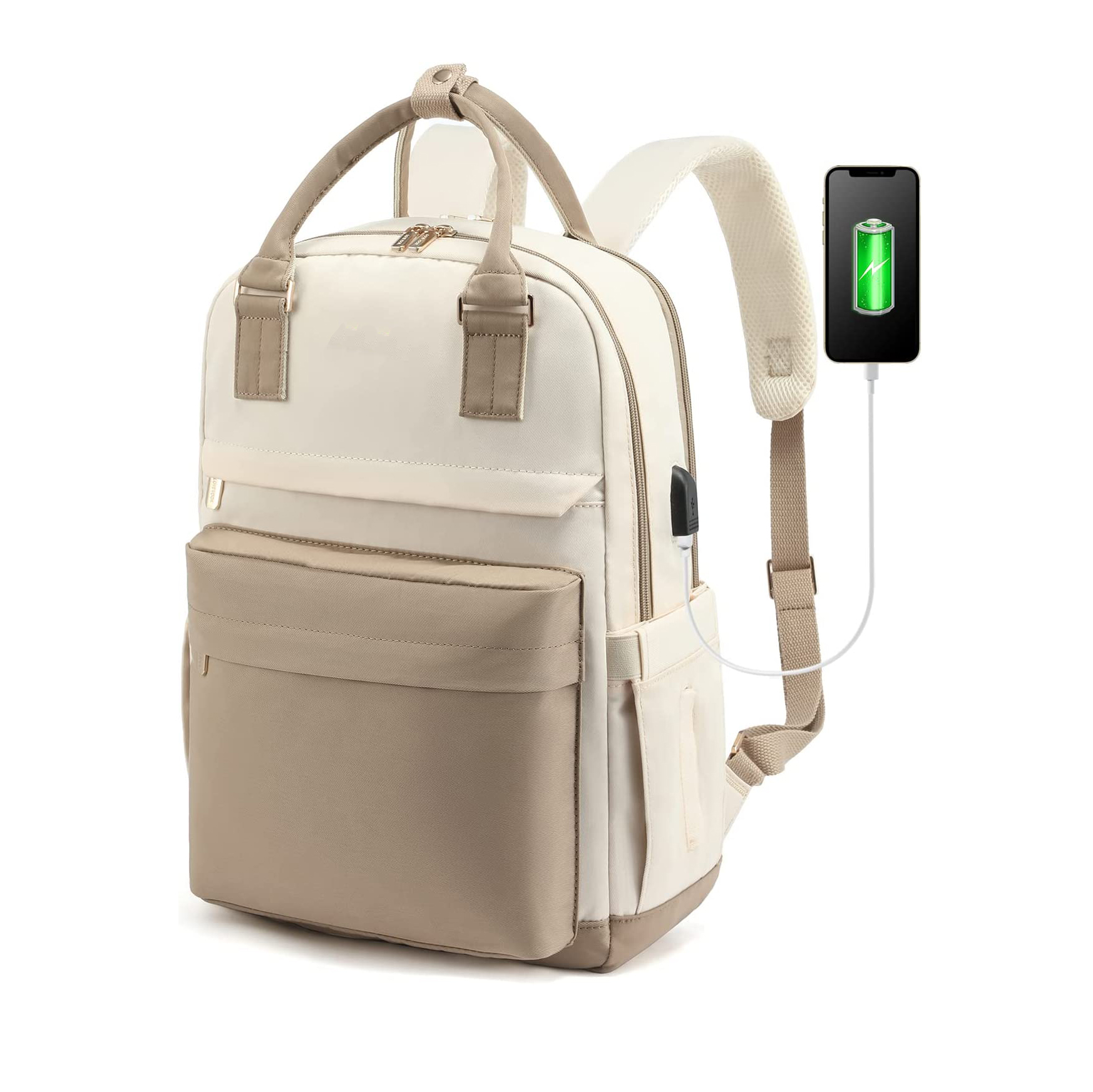 Laptop Backpack for Women 15.6 Inch Laptop Bag with USB Charging Port, Fashion Water Resistant Daypacks Teacher Nurse Stylish Travel Bags Vintage Computer Backpack for College