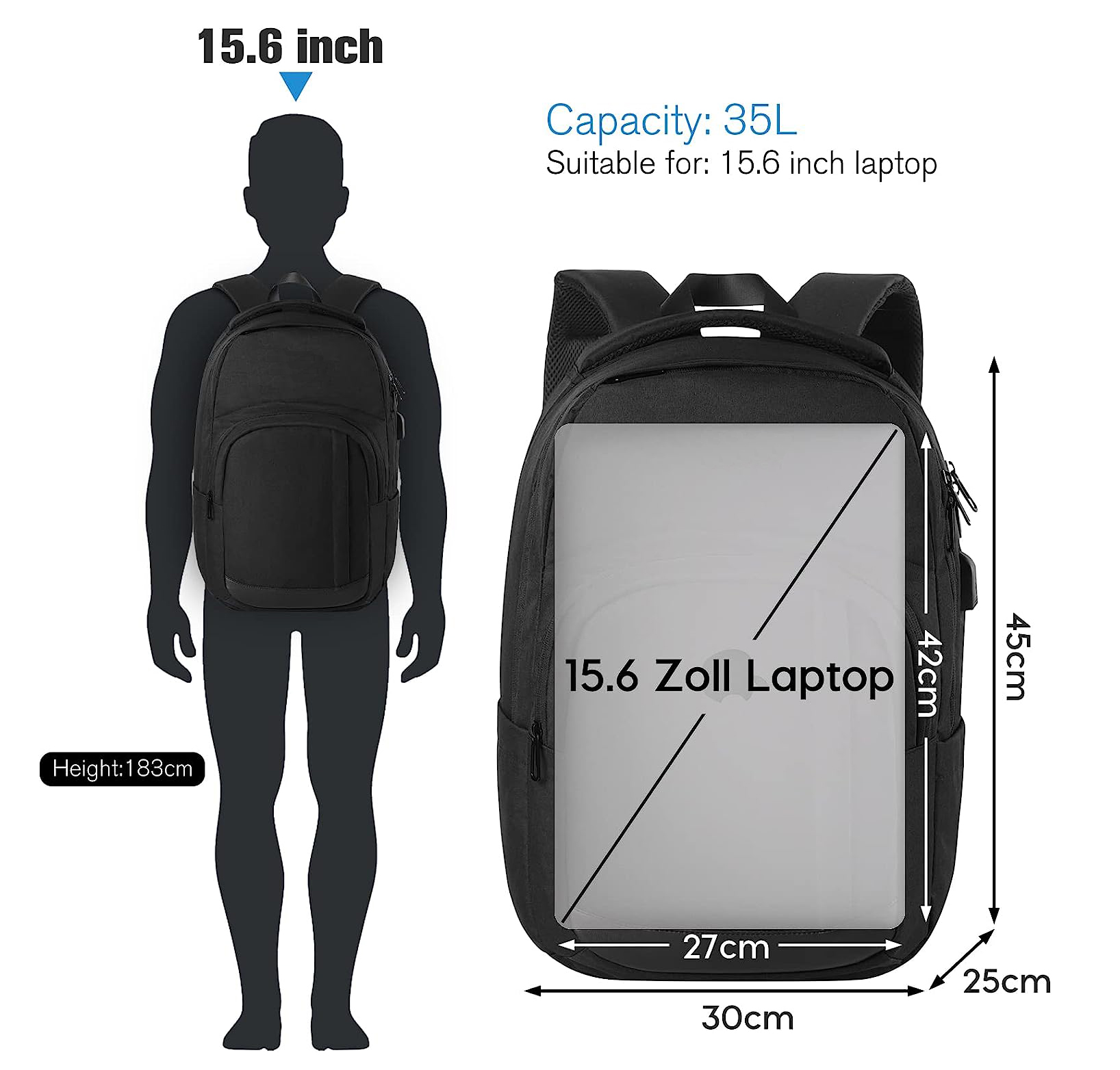 School Backpack Bookbag, Laptop Backpack Travel with Usb Charging Port for Men Women Anti Theft Water ResistantCollege Backpack Fits 15.6 Inch Notebook