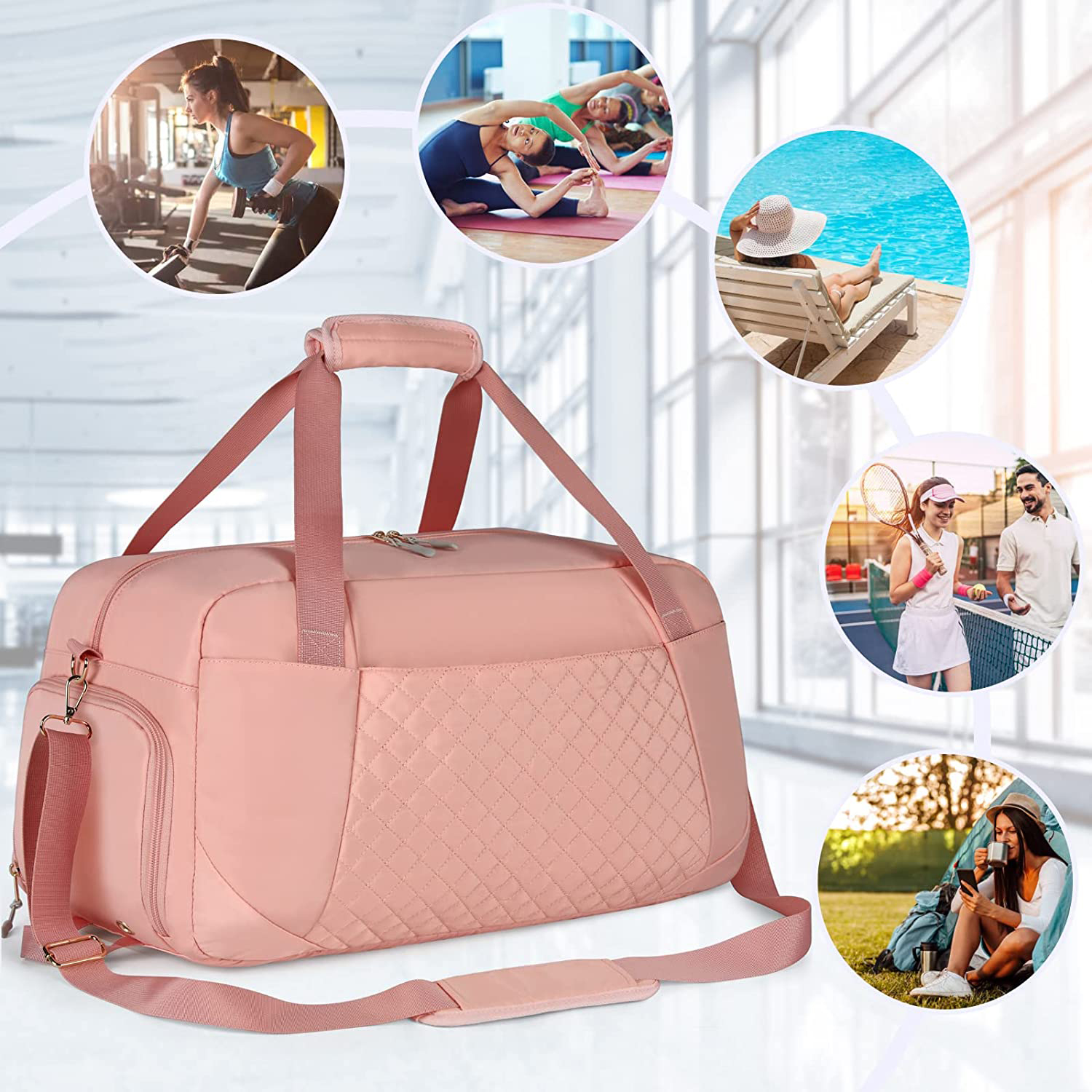 Travel Bag Gym Bag Sports bag Travel bag Duffel Bags Durable Waterproof Fitness Workout bag Tote bag Handbag