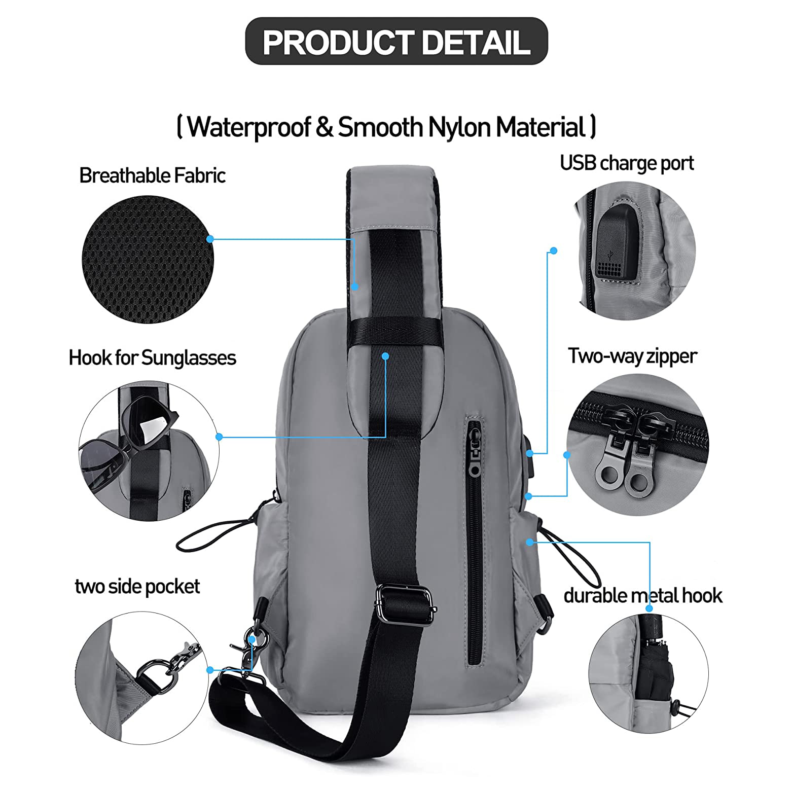 Wholesale OEM Shoulder Bag Hiking Travel Sports Sling Bag Crossbody Messenger Sling Bag 