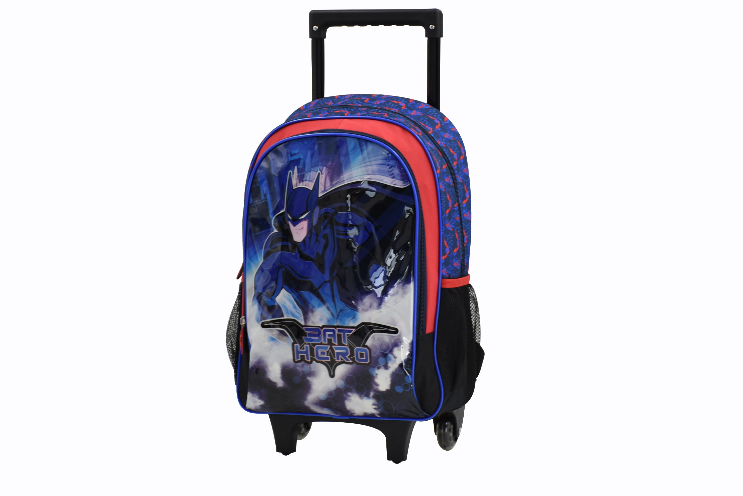 High-Capacity School kids Batmen Cartoon travel trolley bag roller backpack for Teens With wheeled