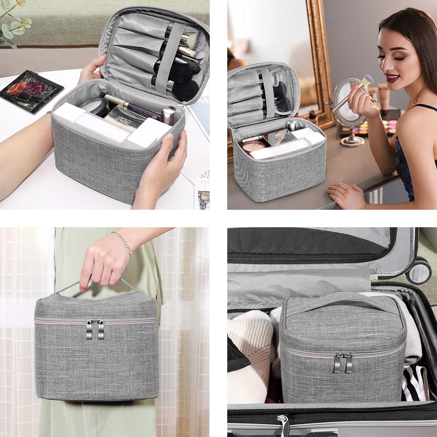 Factory OEM Design Promotional Gray Daily Mackup Waterproof Tote Men Toiletry Bag Pouch Cosmetic Bag