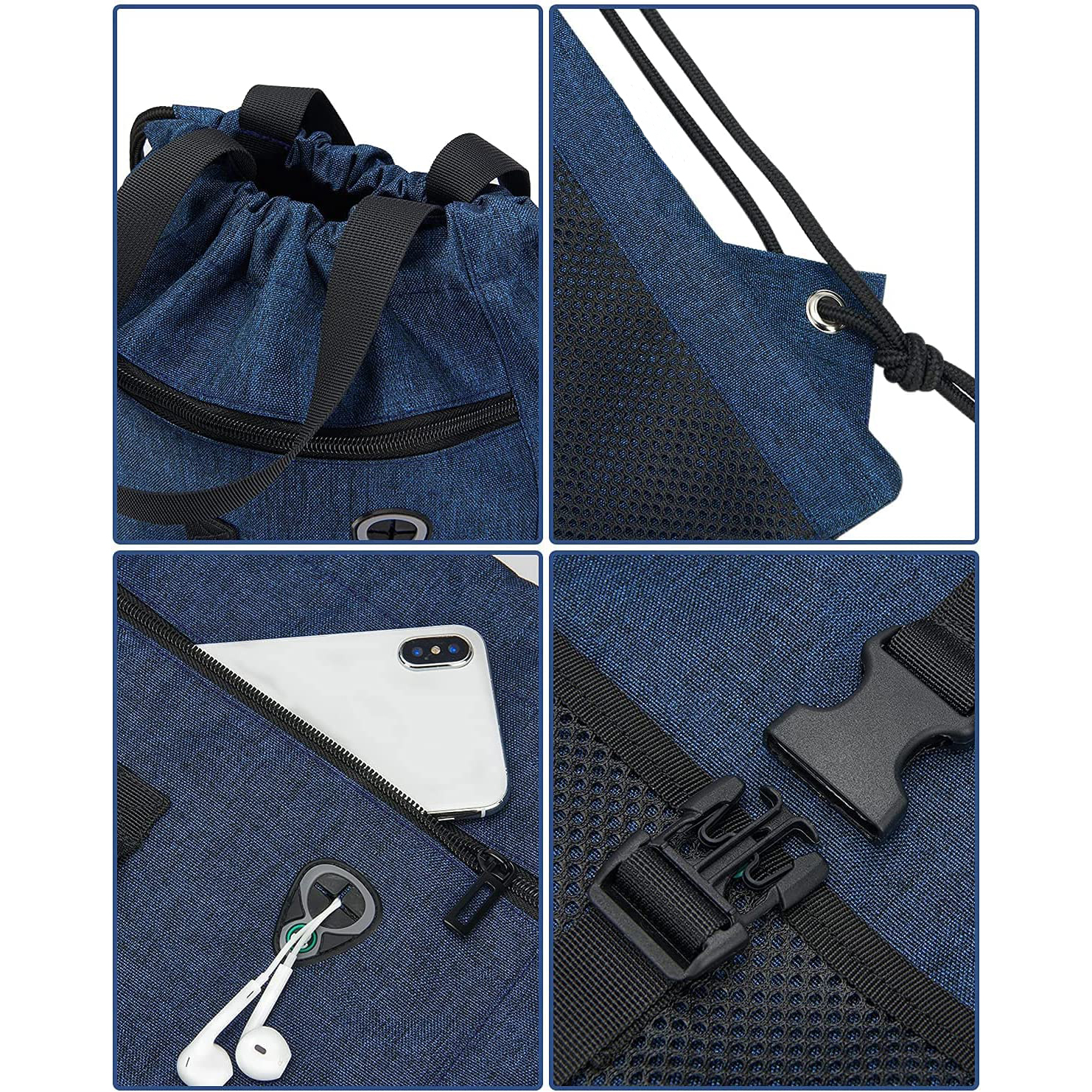 Drawstring Backpack Bag with Pockets Sports Sack with Handle Drawstring Backpack Travel for Men Women