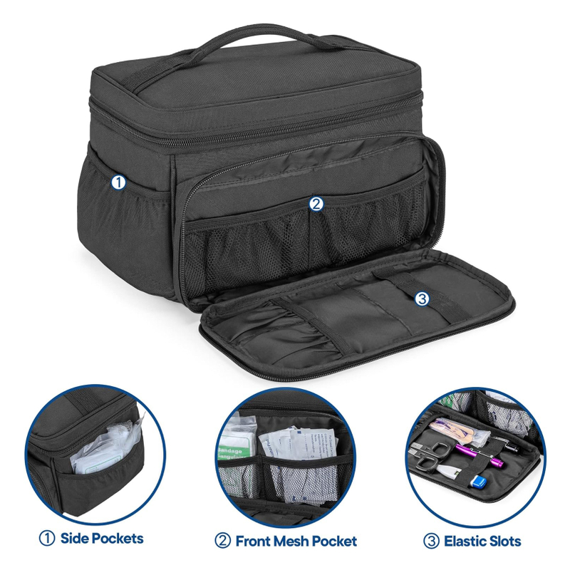 Small Medicine Storage Bag Empty, Emergency Trauma Kit Organizer Bag Family First Aid Box for Hiking, Camping and Home