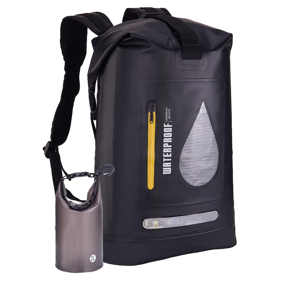 2024 Supply Meanhigh Dry Bag Waterproof Backpack for Men & Women, 25L, Medium/Large, Rolltop, for Surfing, Kayaking, Diving, Hiking, Motorcycle +Floating, Lightweight, Water Bottle Pockets
