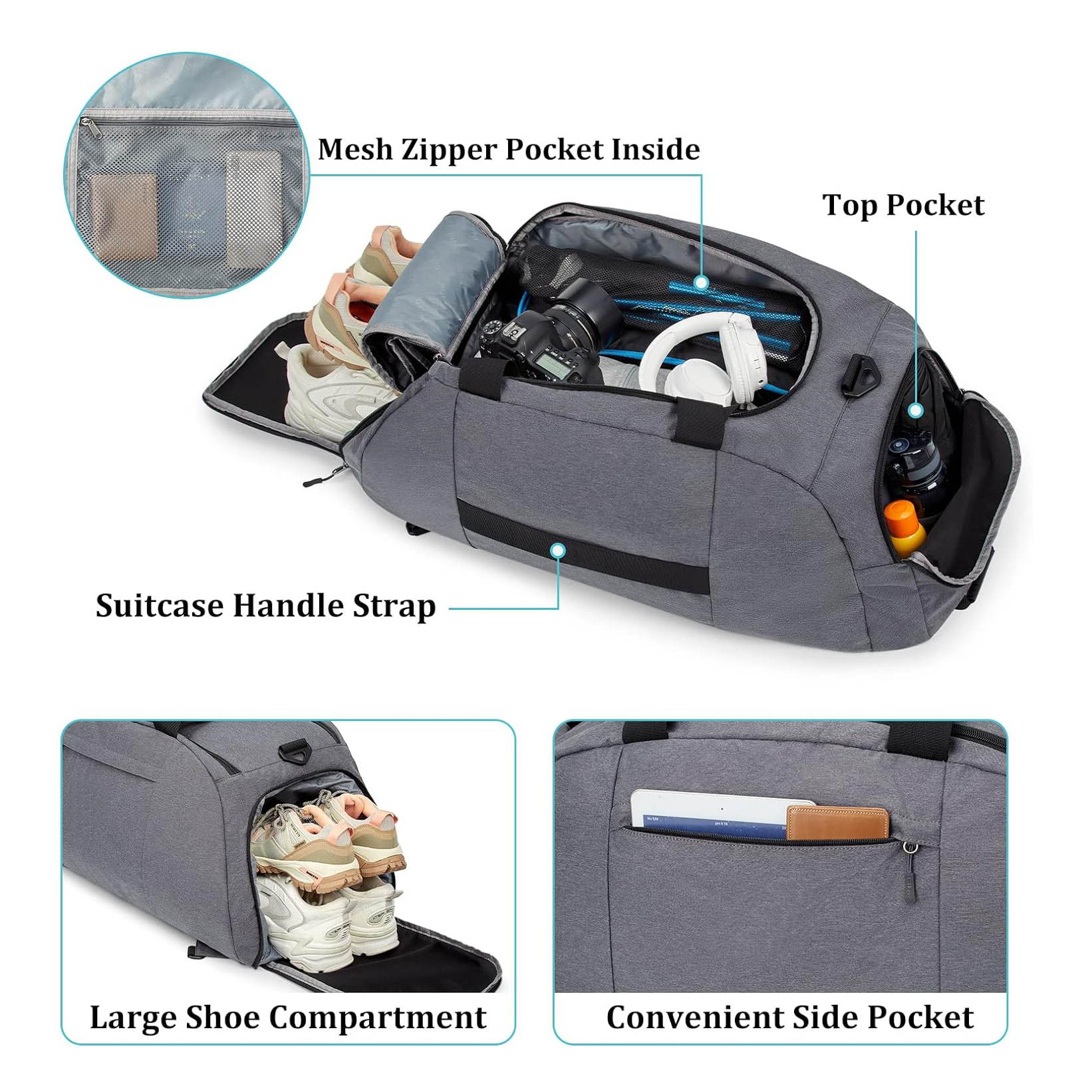 Gym Bag 70L Large 3-Way Duffle Backpack Gym Bag with Shoe Compartment Lightweight Waterproof Foldable Sports Duffel Bag Travel Backpack Luggage