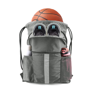 Drawstring Backpack Bag with Shoe Compartment String Cinch Sackpack for Unisex
