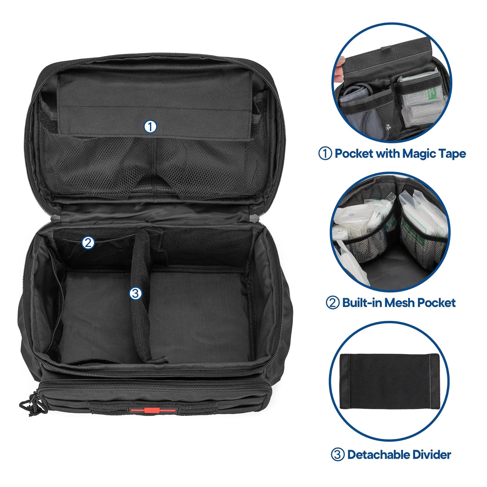 Small Medicine Storage Bag Empty, Emergency Trauma Kit Organizer Bag Family First Aid Box for Hiking, Camping and Home