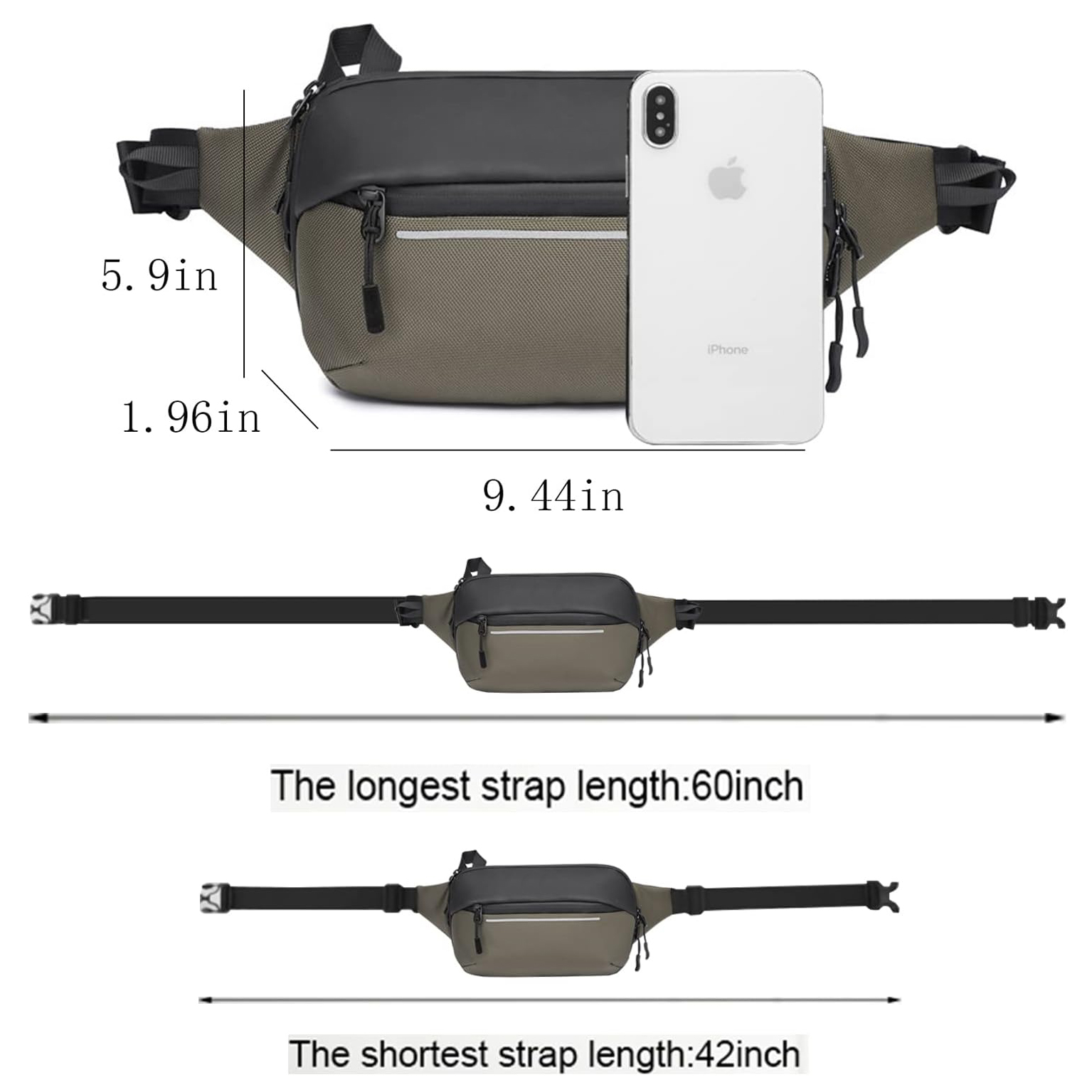 Fanny Pack Waterproof Waist Bag Pack Men Women Hip Bum Bag With Water Bottle Holder Adjustable Strap Suitable For Outdoors Workout Traveling Hiking Cycling Walking Pouch Bag