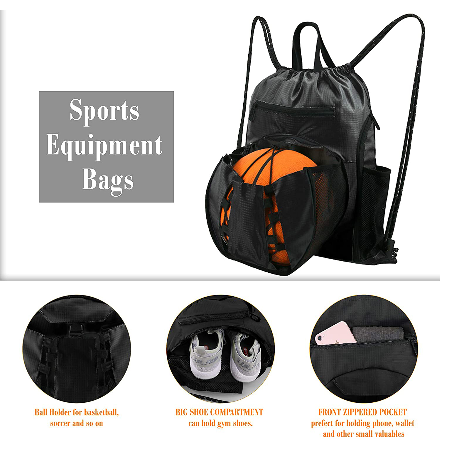 GYM Basketball Backpack for Men Soccer Bag with BallCompartment & Shoe Compartment for Basketball, Soccer,Volleyball Training