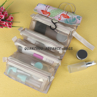 New Design Portable Lipstick Nail Polish Makeup Organizer Bag Foldable Travel Outdoor Clear Brush Pouch Cosmetic Bag