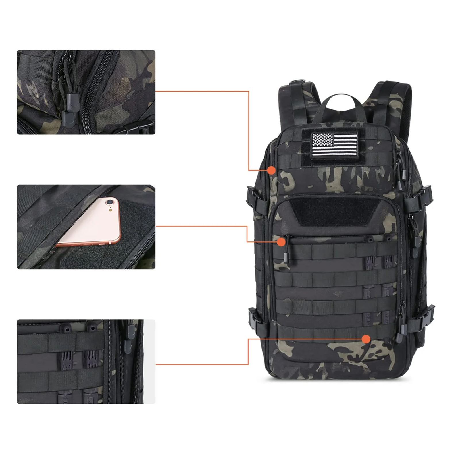 2023 Military Backpack Outdoor Travel Daypack Backpack Large Travel Backpack Carry On Backpack,HikingBackpack Waterproof Outdoor Sports Rucksack CasualDaypack Backpack Bag