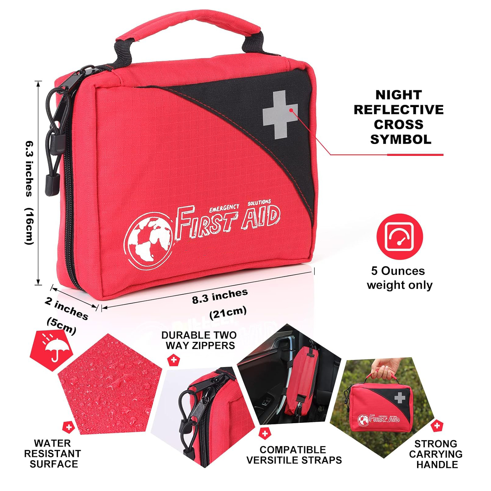 Empty First Aid Bag, Small Compact Trauma Emergency Medical bag for Camping Hiking Travel Car Home Office 
