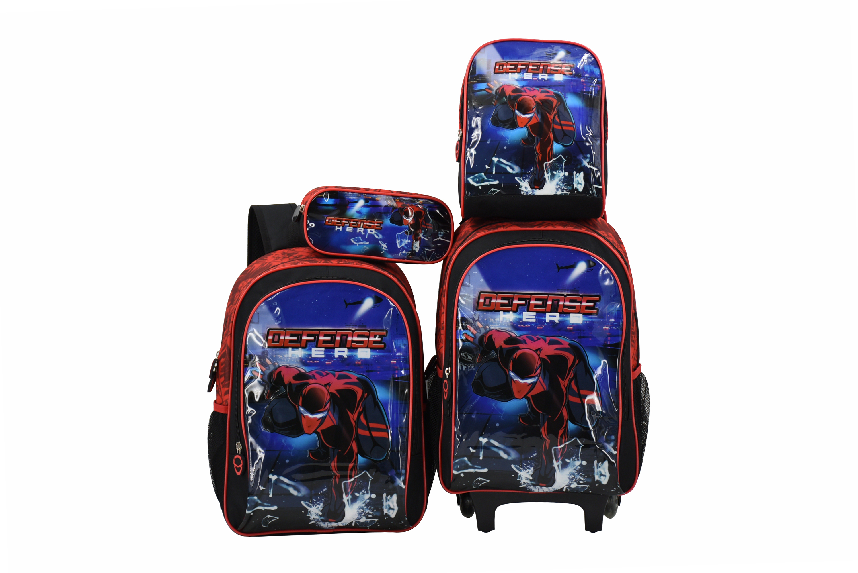 High-Capacity School kids Spider-Man Cartoon travel trolley bag roller backpack for Teens With wheeled