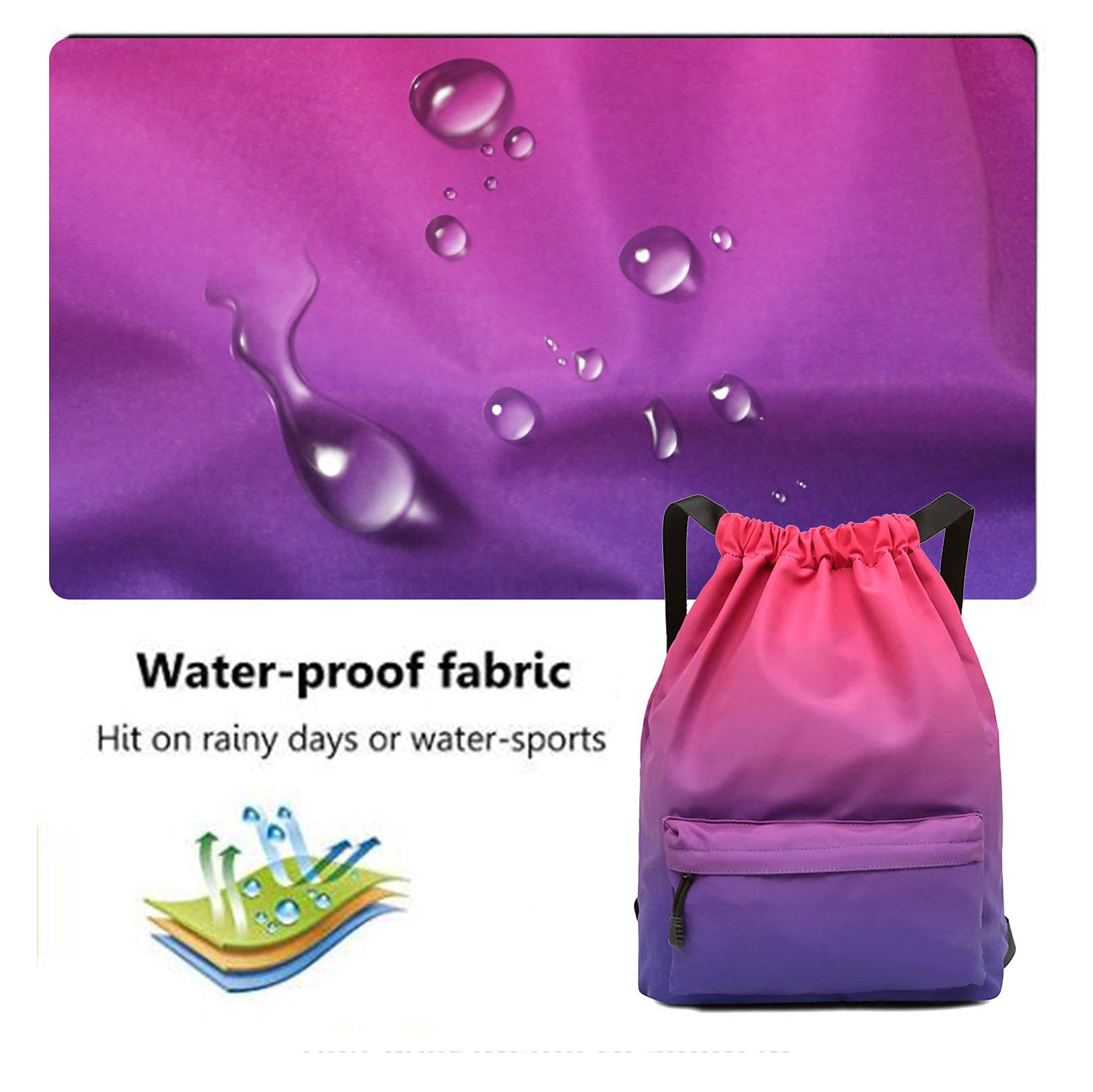 Drawstring Backpack Bag with Shoe Compartment String Cinch Sackpack for Unisex