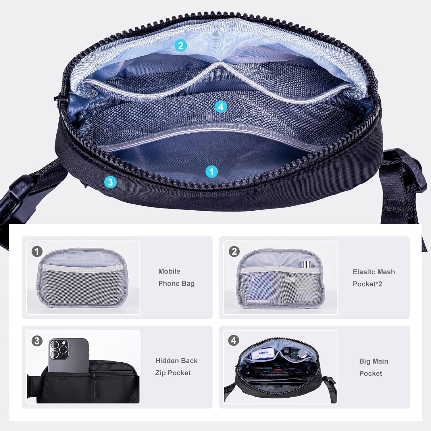 Fanny Pack Waist Bag Pack Men Women Hip Bum Bag With Water Bottle Holder Adjustable Strap Suitable For Outdoors Workout Traveling Hiking Cycling Walking Pouch Bag