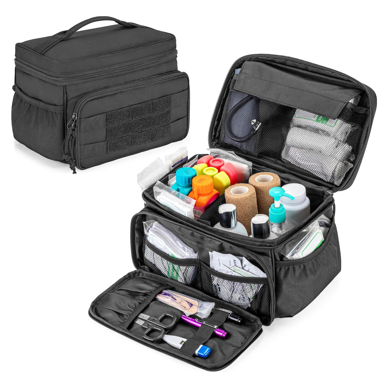 Small Medicine Storage Bag Empty, Emergency Trauma Kit Organizer Bag Family First Aid Box for Hiking, Camping and Home