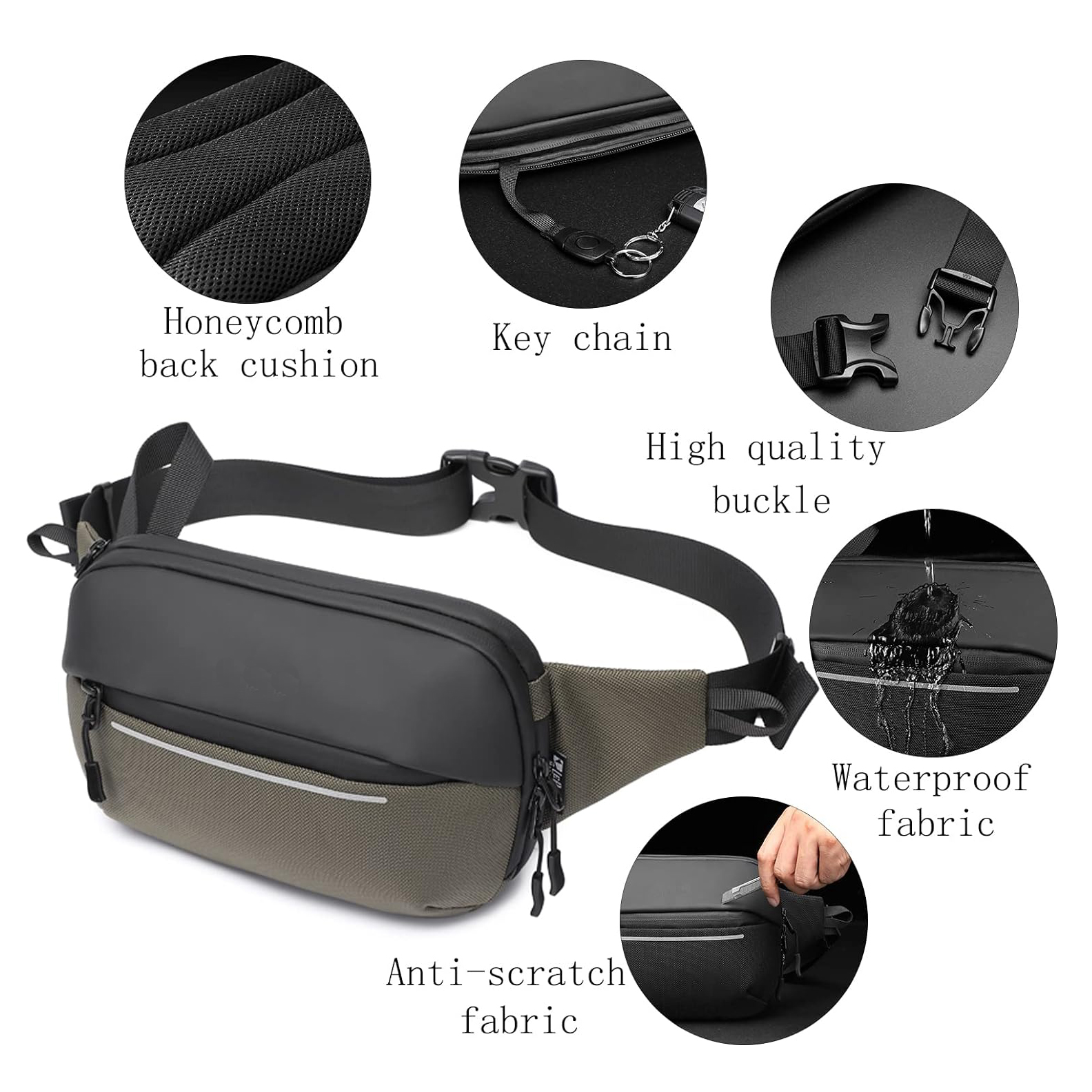 Fanny Pack Waterproof Waist Bag Pack Men Women Hip Bum Bag With Water Bottle Holder Adjustable Strap Suitable For Outdoors Workout Traveling Hiking Cycling Walking Pouch Bag