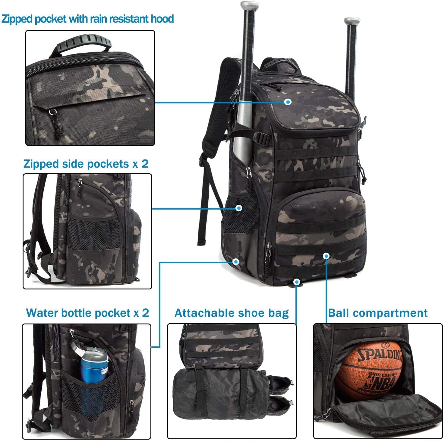 Basketball Backpack for Men Soccer Bag with BallCompartment & Shoe Compartment for Basketball, Soccer,Volleyball Training