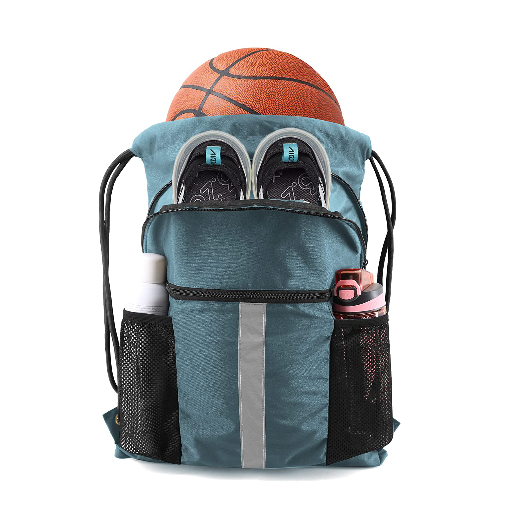 Drawstring Backpack Bag with Shoe Compartment String Cinch Sackpack for Unisex