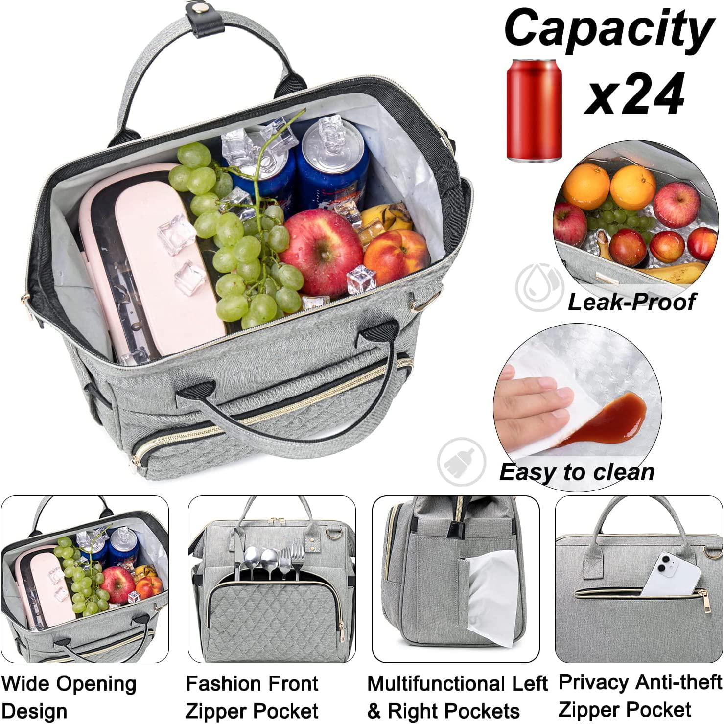  Portable Bag Picnic Bag Refrigerator Backpack Food Cooler Bags Fridge Bag Isothermal Camping Supplies Thermal Lunch Insulated Food Cooler Bag Outdoor Cooler bag