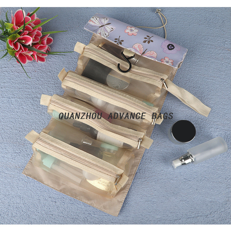 New Design Portable Lipstick Nail Polish Makeup Organizer Bag Foldable Travel Outdoor Clear Brush Pouch Cosmetic Bag