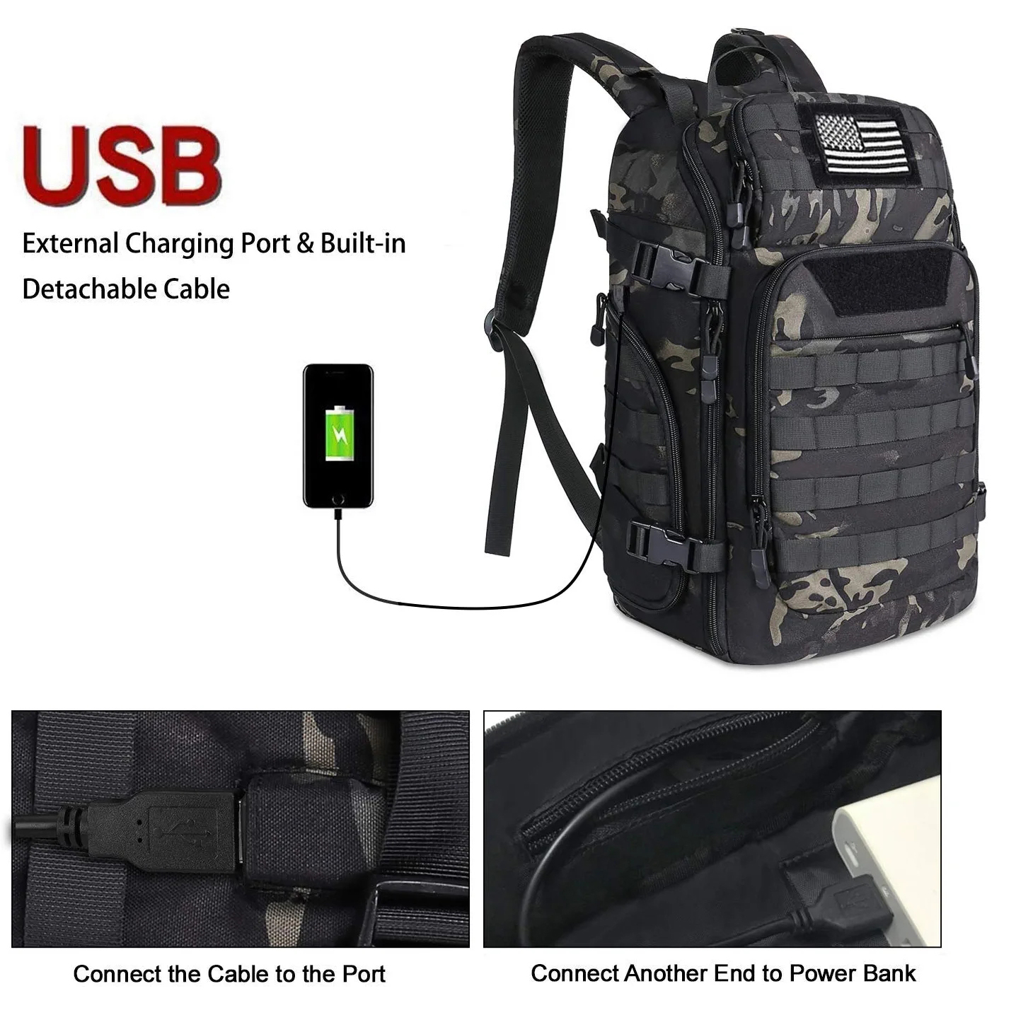 2023 Military Backpack Outdoor Travel Daypack Backpack Large Travel Backpack Carry On Backpack,HikingBackpack Waterproof Outdoor Sports Rucksack CasualDaypack Backpack Bag