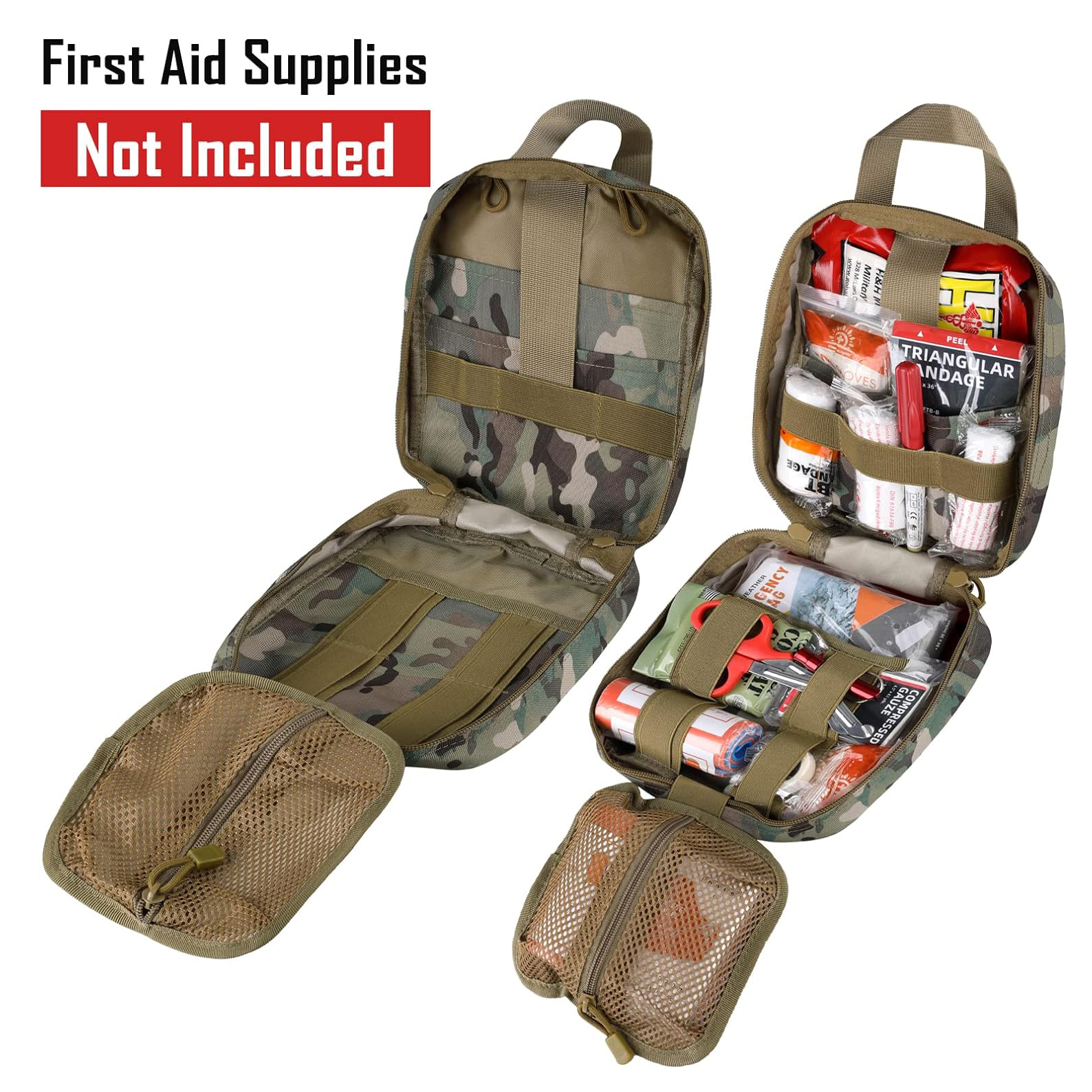 Tactical First Aid Pouch, EMT Pouches Rip-Away Military IFAK Medical Bag Outdoor Emergency Survival Kit Quick Release Design Include Red Cross Patch