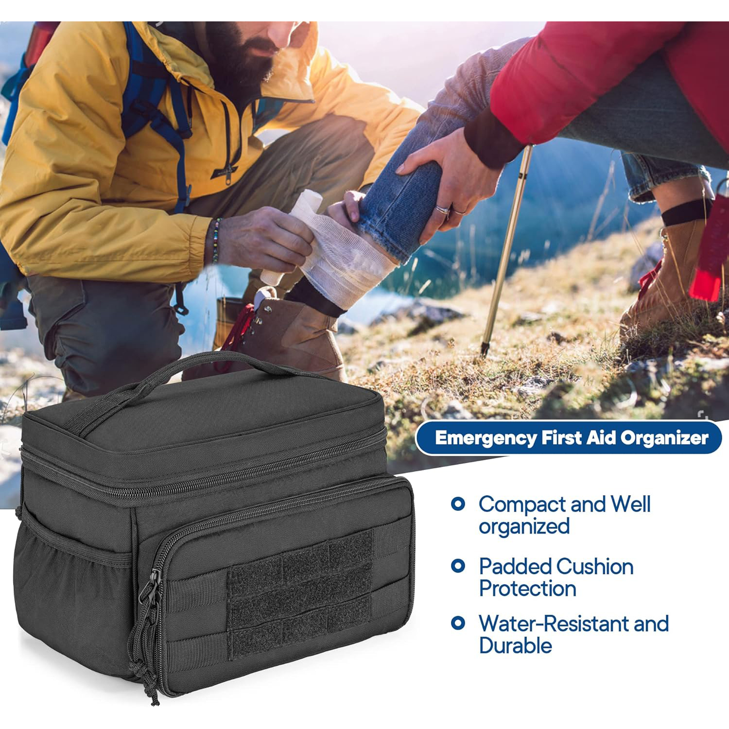 Small Medicine Storage Bag Empty, Emergency Trauma Kit Organizer Bag Family First Aid Box for Hiking, Camping and Home