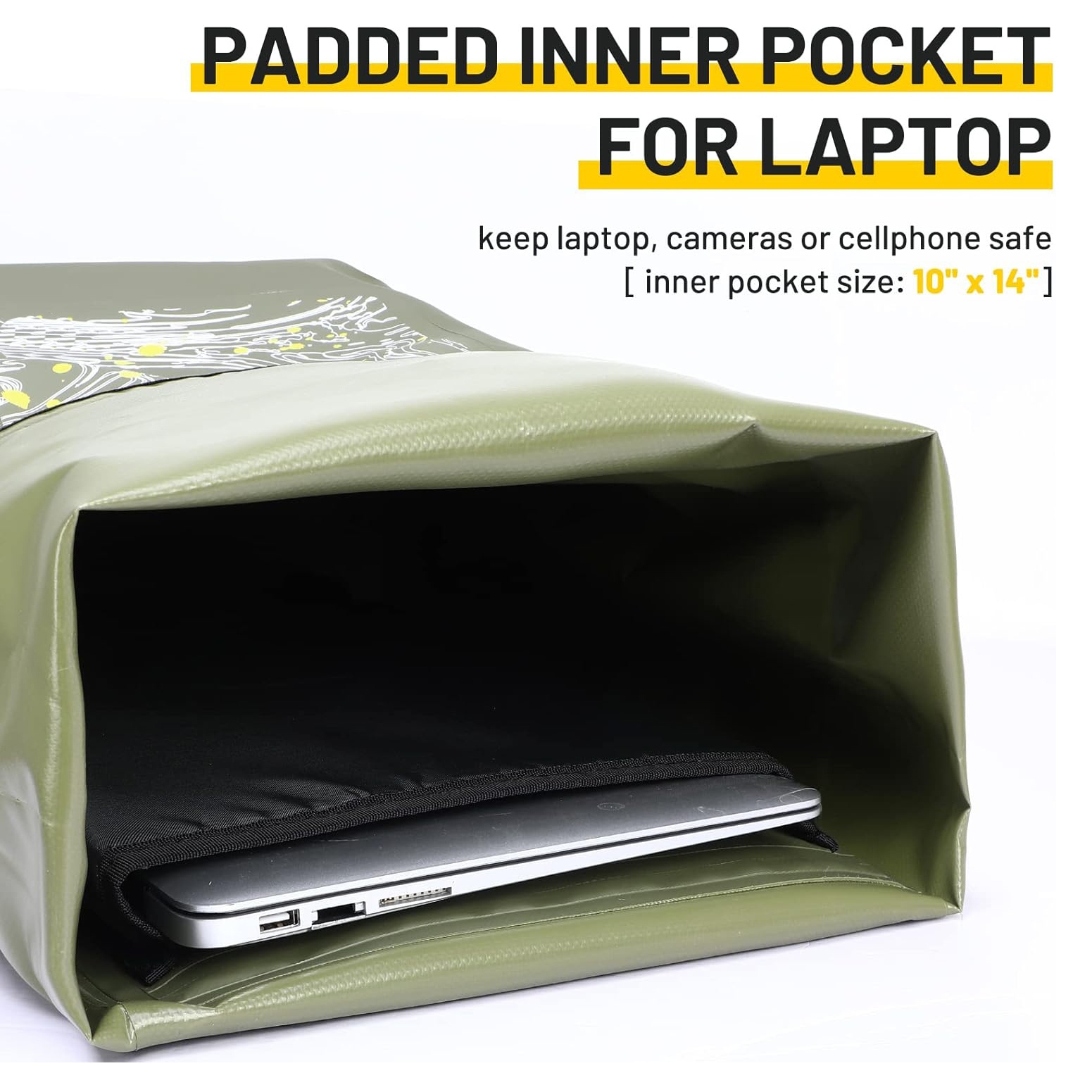 Dry Backpack Waterproof Bag 30L Roll Top Floating Dry Sack with Inner Padded Pocket for Kayaking, Boating, Surfing, Fishing, Rafting, Swimming, Hiking