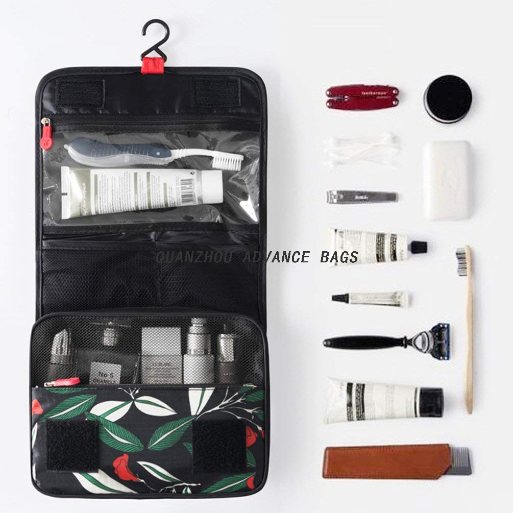 Hot Sell Fashion Custom Travel organizer bag Foldable BAG lightweight Bulk Polyester Ziplock Recycled Black Makeup Washing Cosmetic Bag&Case Custom Waterproof 