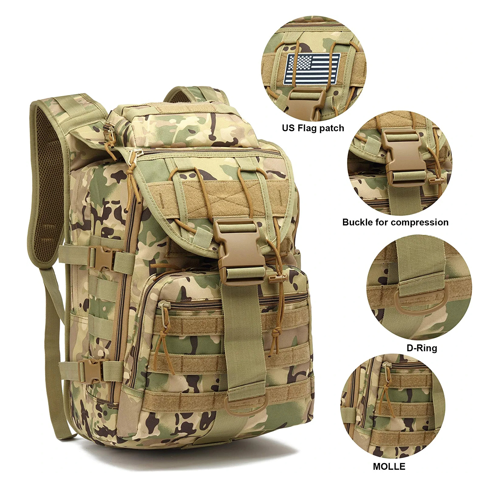  Military Backpack Outdoor Travel Daypack Backpack Large Travel Backpack Carry On Backpack,HikingBackpack Waterproof Outdoor Sports Rucksack CasualDaypack Backpack Bag