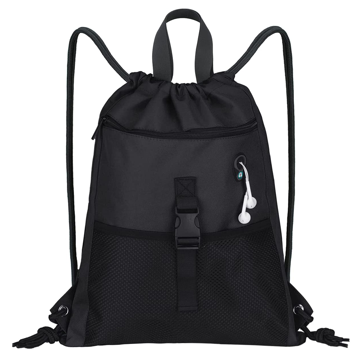 Drawstring Backpack Bag with Pockets Sports Sack with Handle Drawstring Backpack Travel for Men Women