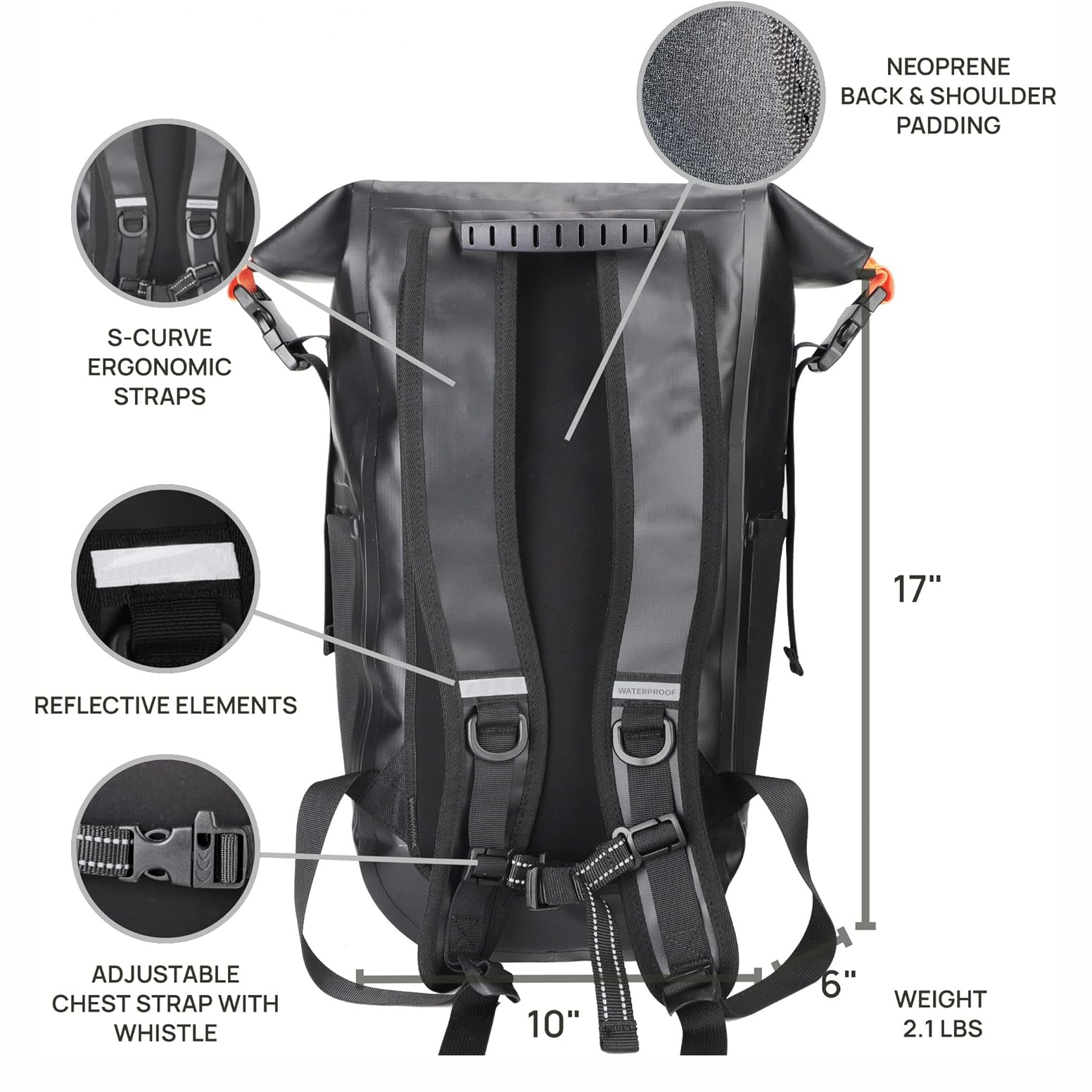 2024 Supply Meanhigh Dry Bag Waterproof Backpack for Men & Women, 25L, Medium/Large, Rolltop, for Surfing, Kayaking, Diving, Hiking, Motorcycle +Floating, Lightweight, Water Bottle Pockets