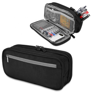 Pencil Case Pen Bag Two Layers Capacity Durable Stationery Holder for School Supplies Office Storage Desk Organizing Bag