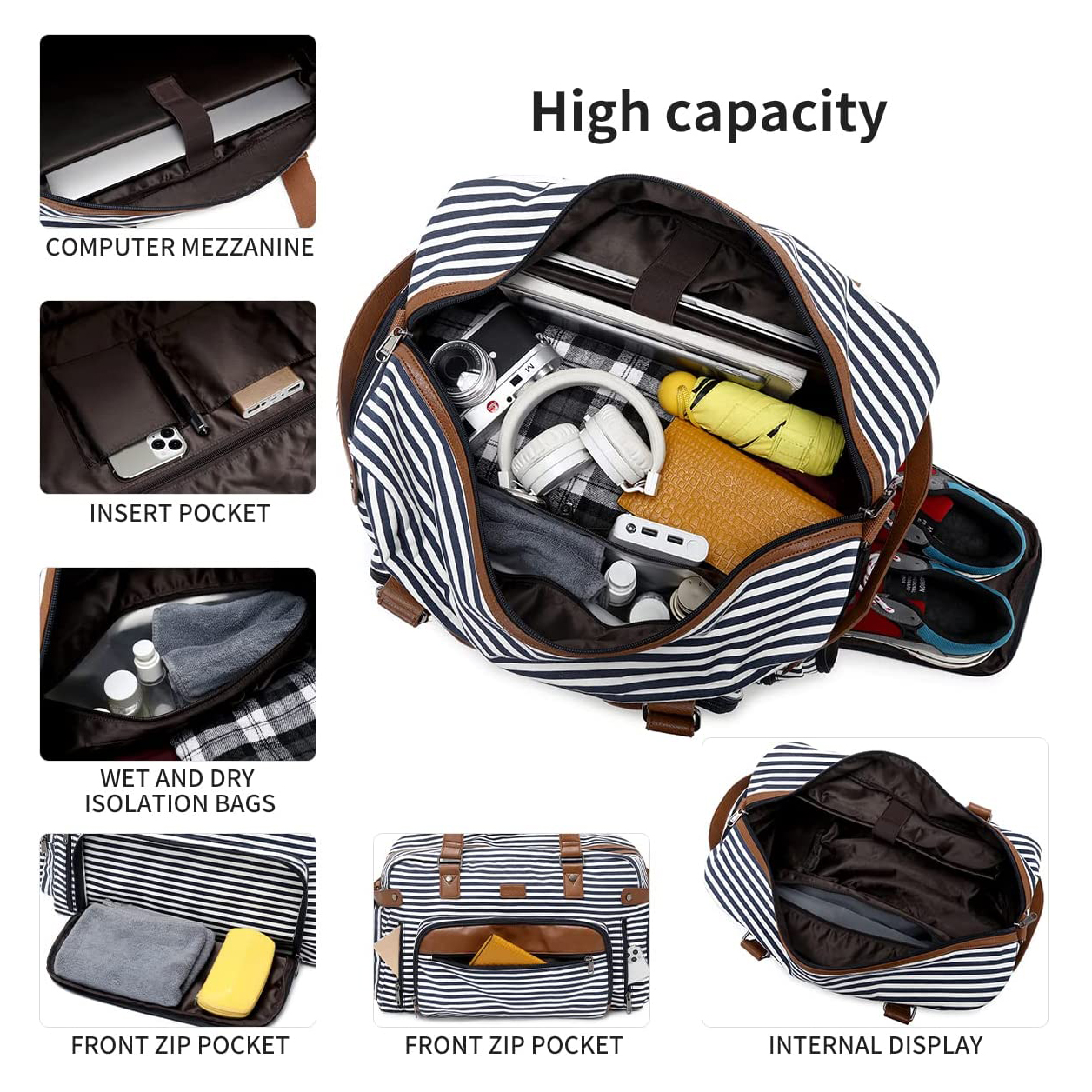 Travel Bag Gym Bag Canvas &Leather Bag Sports bag Travel bag Duffel Bags Durable Waterproof Fitness Workout bag Tote bag Handbag