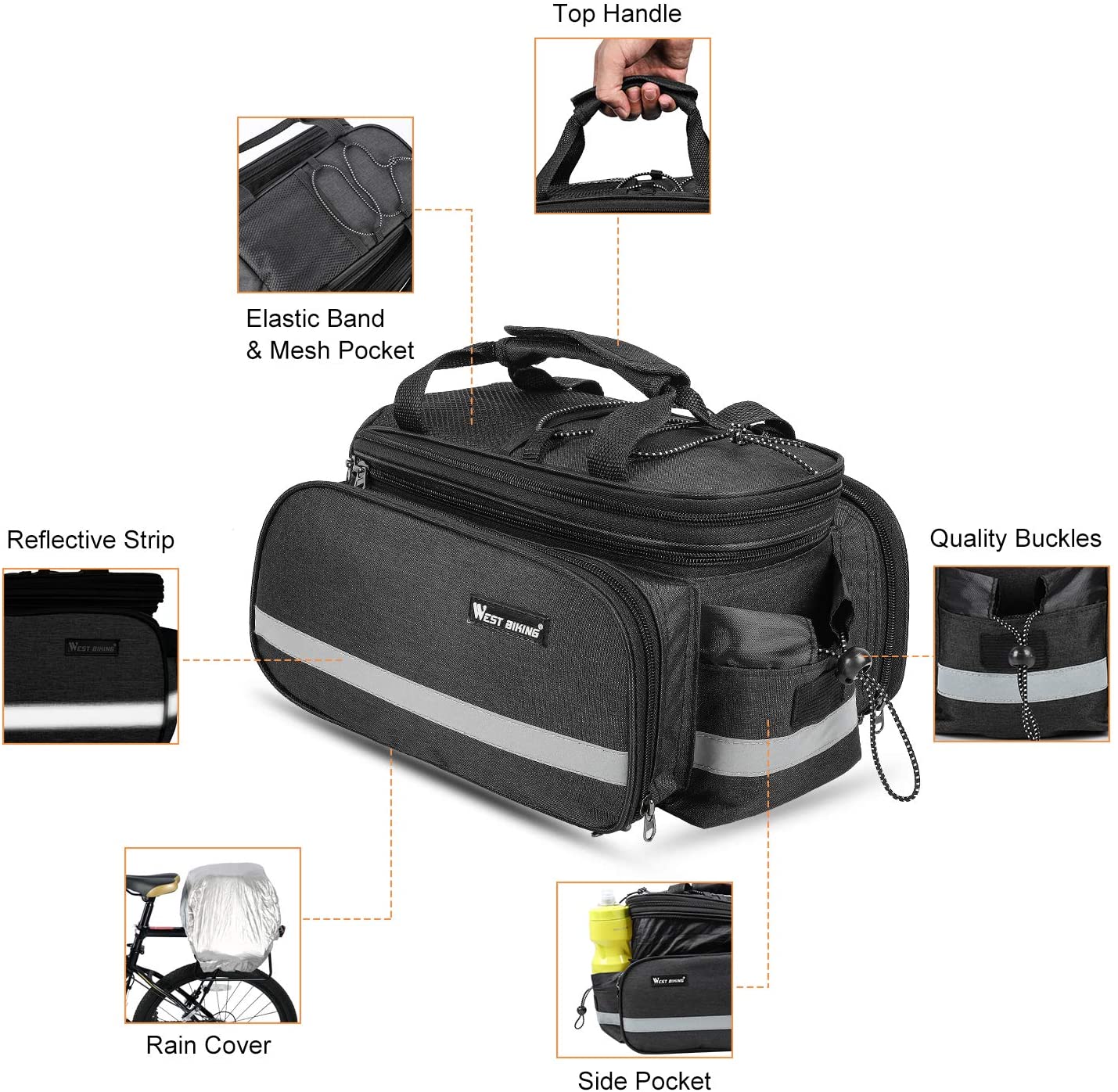 Professional Waterproof Travel Bike Carry Bag waterproof mountain bike road bike double pannier rear bag bicycle saddle rack travel bag for Frame