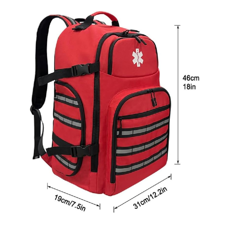Professional Empty First Responder Backpack Bag, EMT Trauma First Aid Carrier for Paramedics and Emergency Medical Supplies Kit, Lightweight and Durable (Backpack)