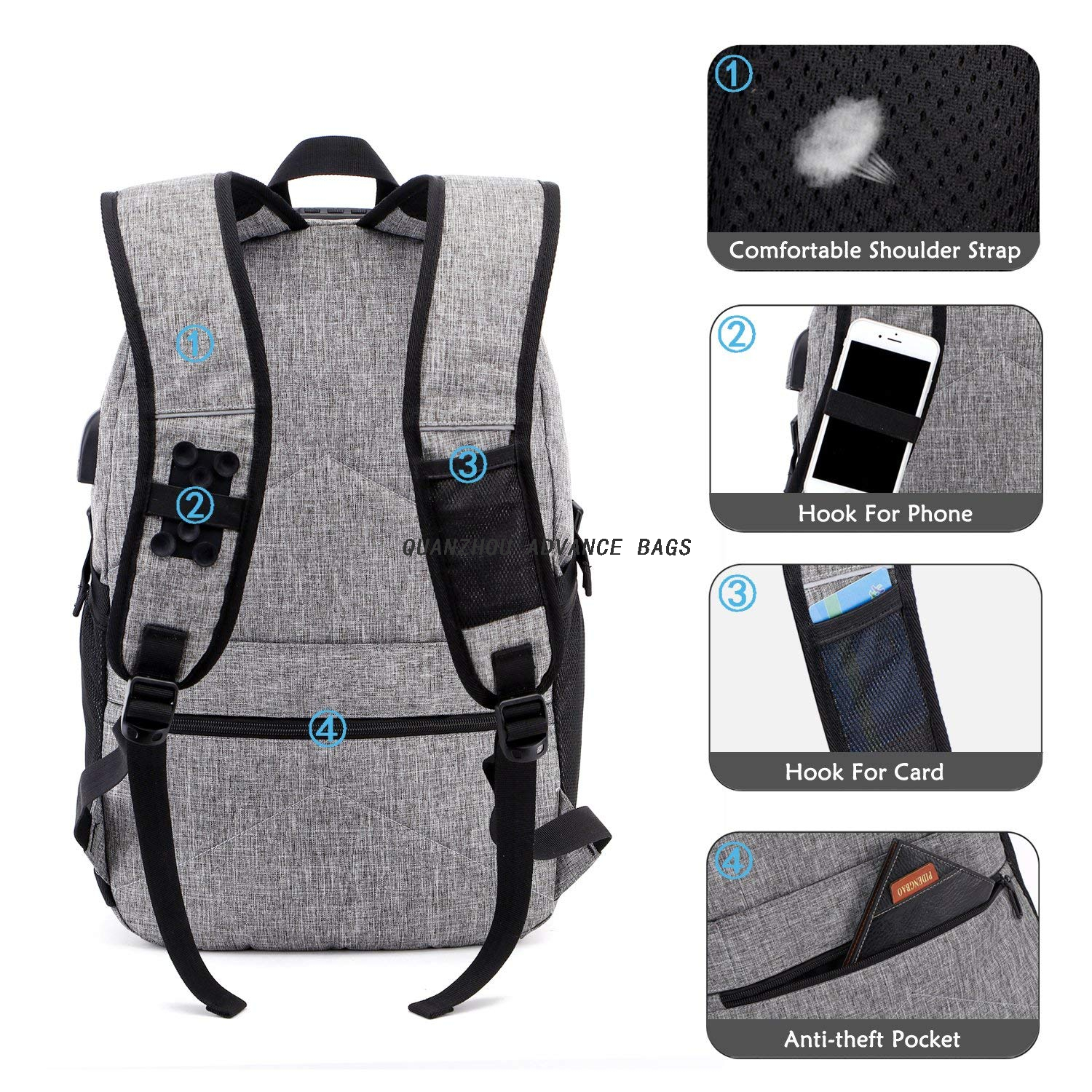 College Wholesale large capacity Outdoor Sport Travel business Backpack USB Charginig and leisure backpack Daypack Laptop Backpack 