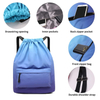 Drawstring Backpack Bag with Shoe Compartment String Cinch Sackpack for Unisex