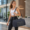 Navy Blue Gym Duffel Bag Water Resistant Nylon Travel Weekender Bag with Detachable Strap Shoe Compartment for Men Women
