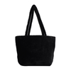 Soft Fleece Tote Bag for Women Large Capacity Black Plush Shoulder Handbag Lightweight Casual Shopping Bag for Daily Use