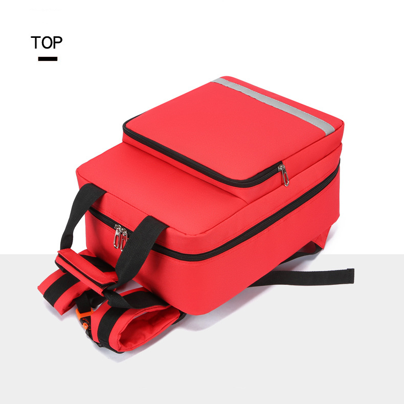 Custom Large Capacity Oxford Portable Emergency Vehicle First Aid Storage Backpack with Zipper Closure and Shoulder Strap